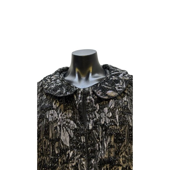 St John Couture Metallic Black Evening Coat Textured Beaded Design 10 - Picture 6 of 9